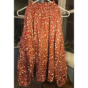 Verdusa Floral Blouse Ruffle Neck Long‎ Sleeve Peasant Top Boho Chic Style